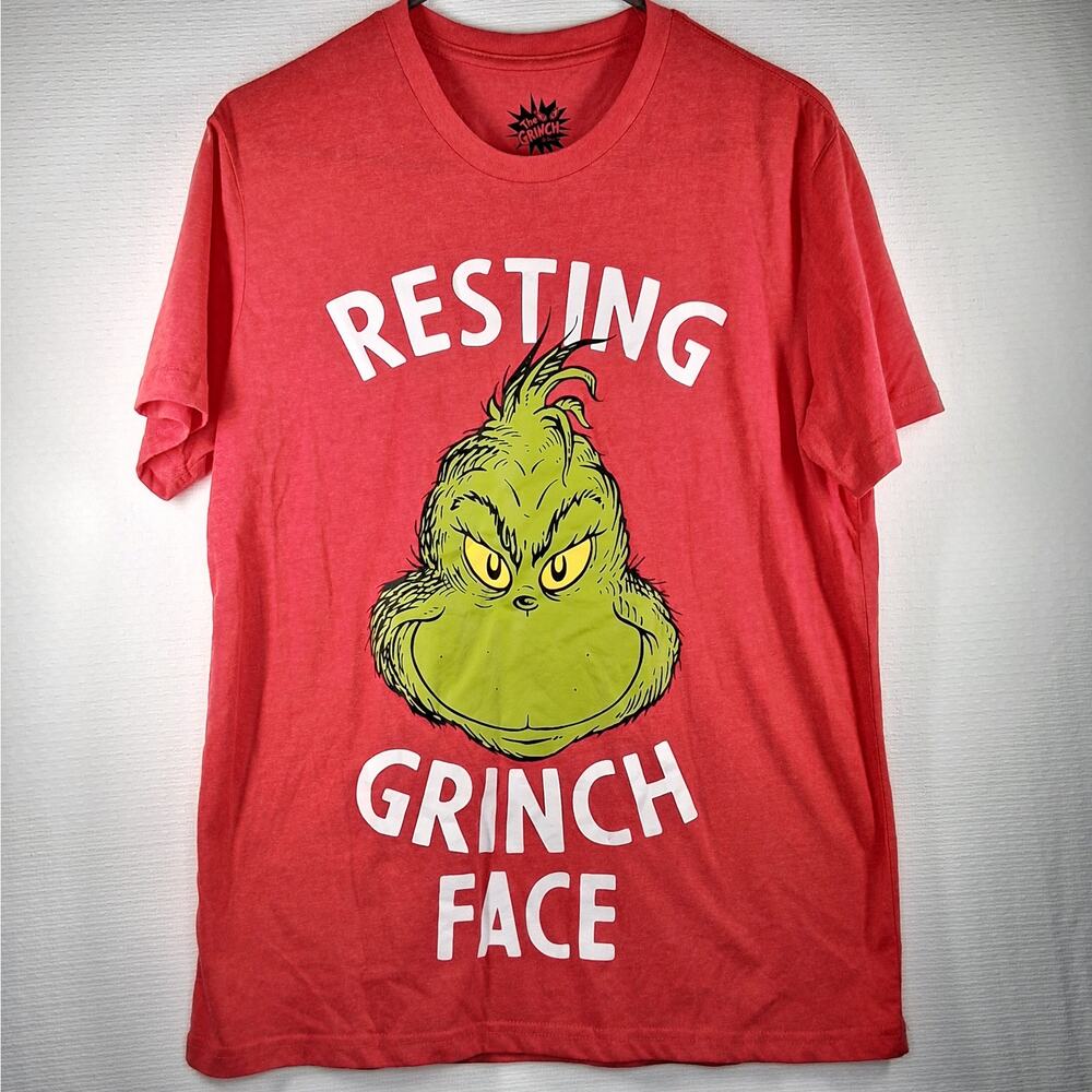 Resting Grinch Face T-Shirt Women's Size Medium Red‎ NWT